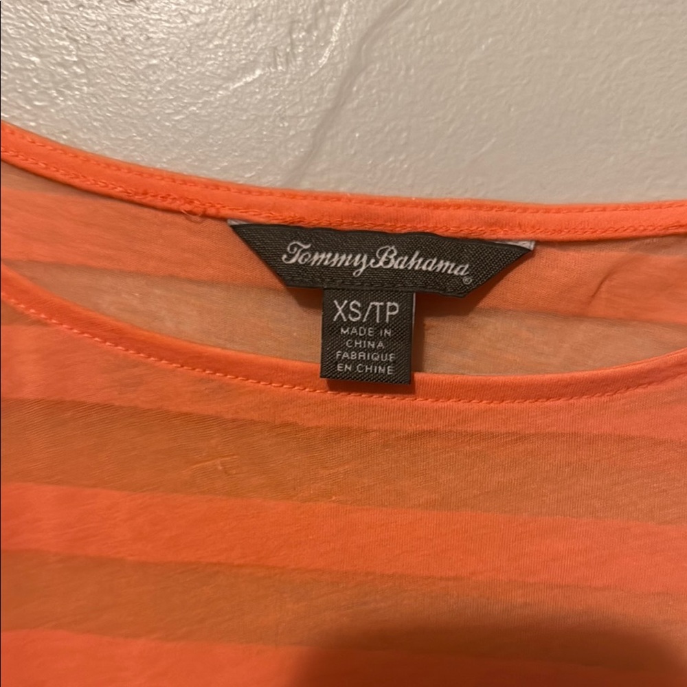 Tommy Bahama Orange Striped Long Sleeve Tee XSmall - Picture 2 of 5
